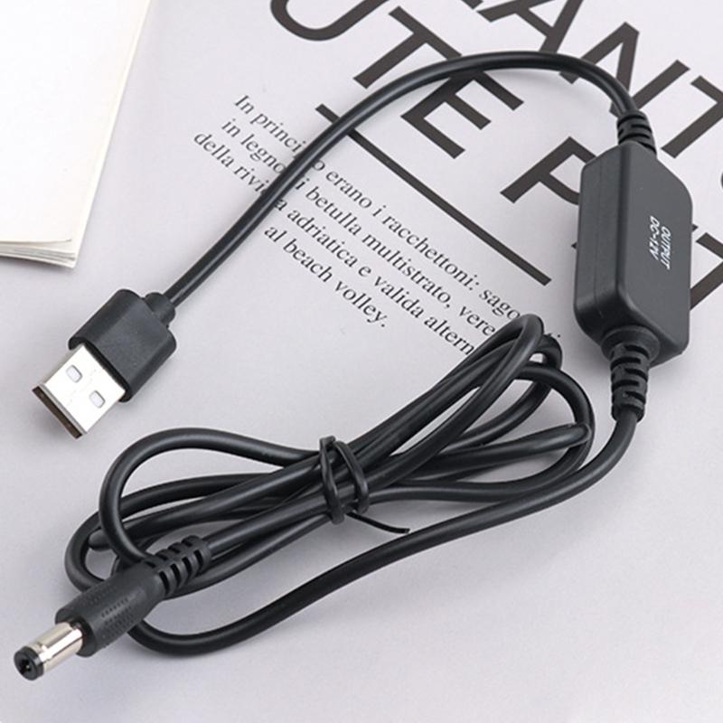 USB 5V to 12V DC5.5mm Connector Cable with Integrated Conversion Module for Compatible Low-Power Equipment and Backup Setups