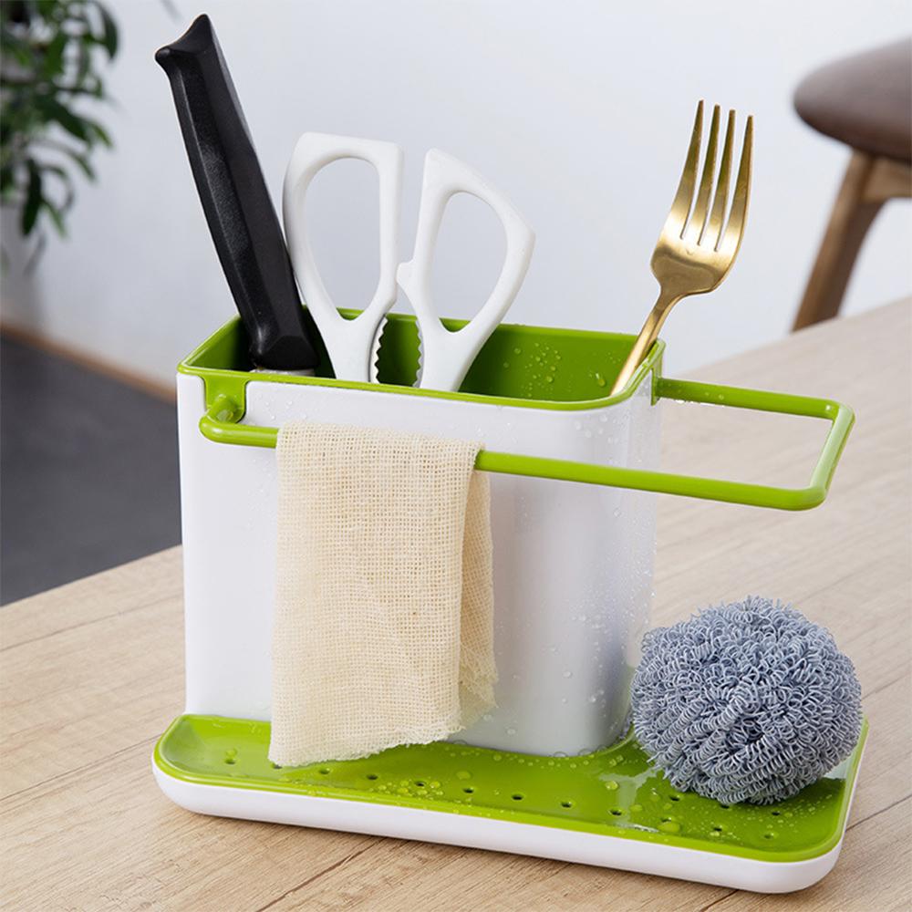 Storage Shelf Sponge Holder Draining Sink Box Kitchen Organizer Draining Rack Dish Storage Rack Stands Utensils Towel Rack