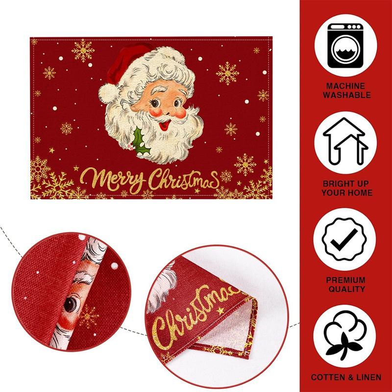 Linen Christmas Santa Claus Placemats Kitchen Dinging Table Decor Christmas Decorations for Home 2026 Navidad New Year Table Mat