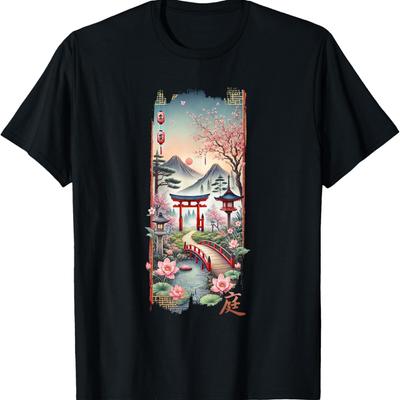 Japan Pure Culture In Japanese 90's Cherry Blossom Vaporwave T-Shirt