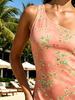 Women's Pink Floral Print One-Shoulder Mini Dress, Summer Beach Party Dress