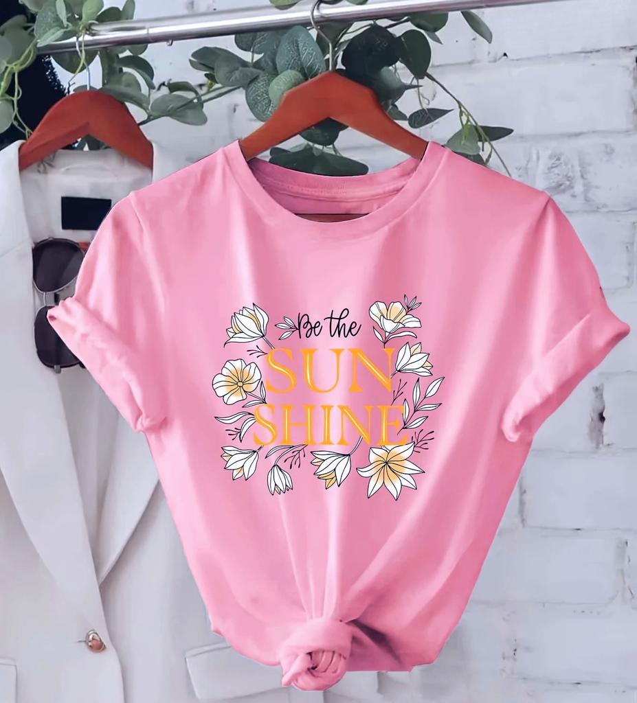 Damen Hellgelbes Blumen T-Shirt Look To The Sunshine Grafik Harajuku Ärmel Damenbekleidung Street Aesthetic Kleidung