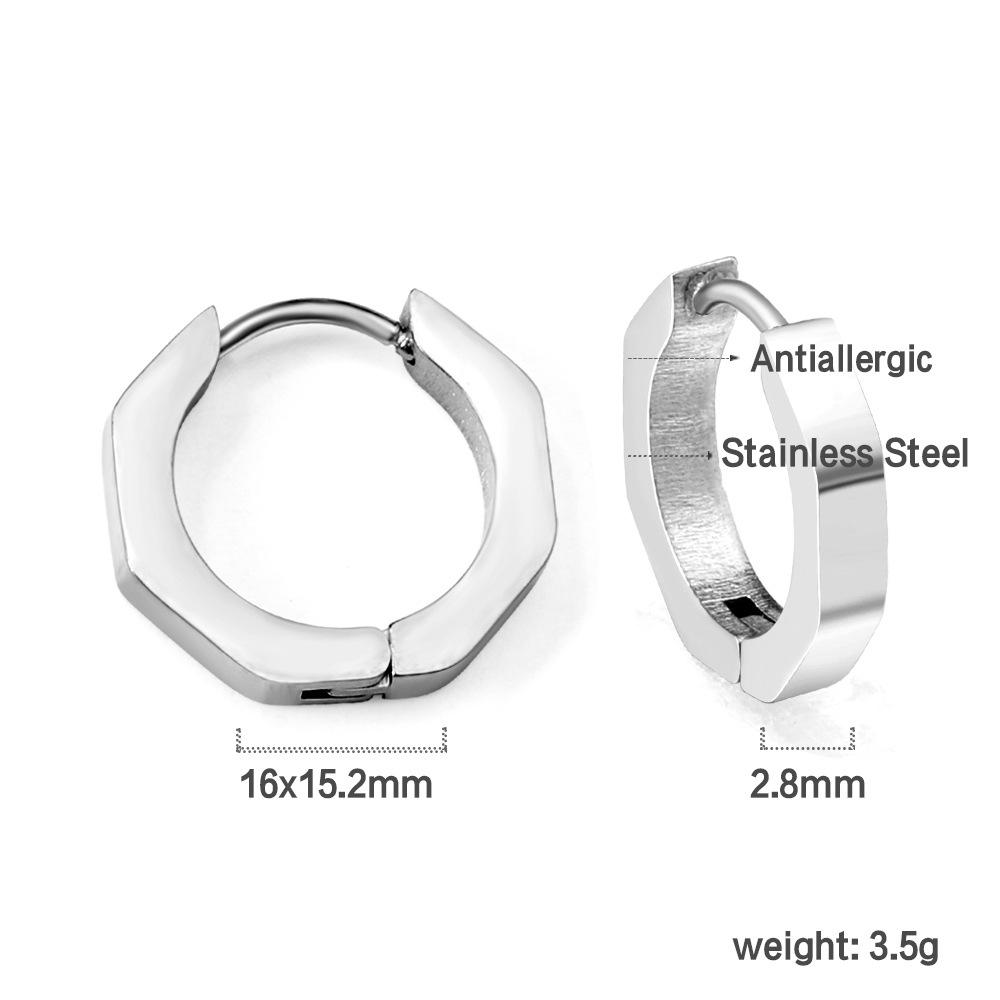 Plain Ring Ear Buckle Heart Geometric Metal Star Earrings Oval Earrings Stainless Steel Earrings