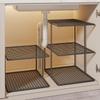 Stackable Metal Mesh Closet Shelf Organizer Multi Tier Storage Rack For Wardrobe Cabinet
