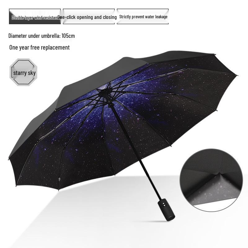 Double-Layer Automatic Windproof Umbrella: Durable, Large, and Portable for Two; Suitable for Men and Women In Any Weather