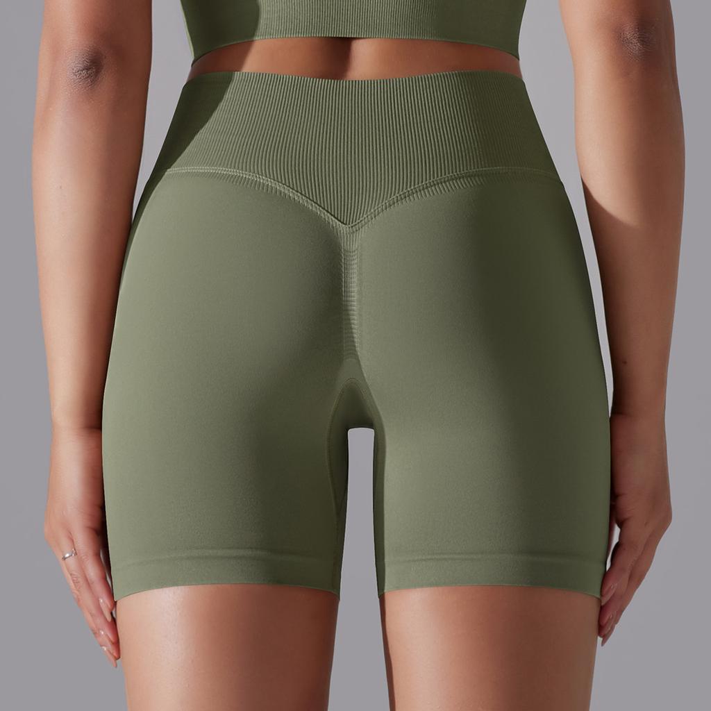 Seamless Solid-color High-waisted Hip-lifting Tight High-elastic Yoga Shorts For Sports, Running, And Fitness, Women's Three-quarter Length Pants