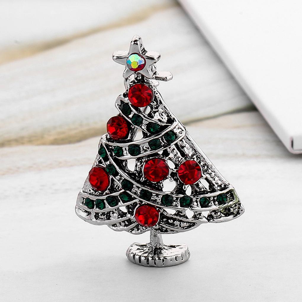 Frauen Mädchen Emaille Weihnachtsbaum Brosche Legierung Strass besetzt Korsagen Nadel Anstecknadel Schmuck Weihnachtsgeschenk