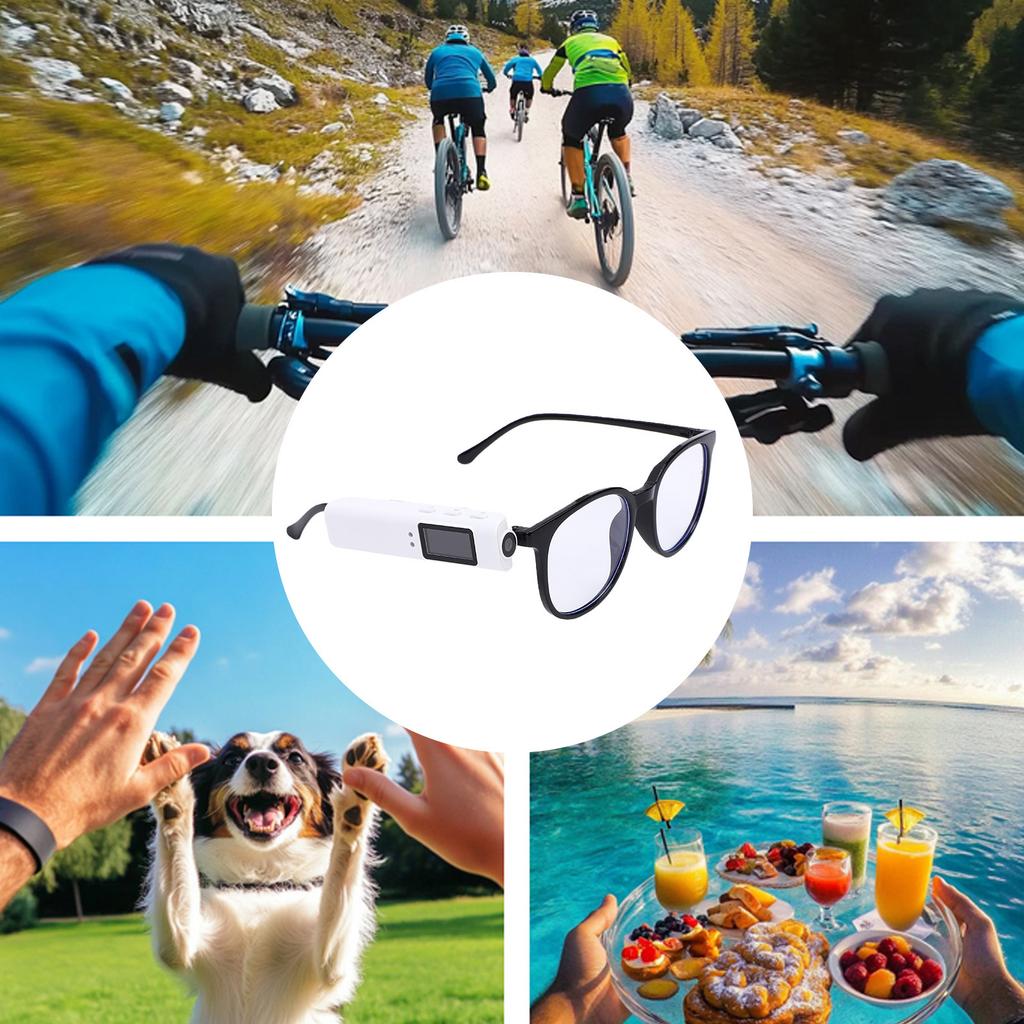 Smart Glasses with Camera HD 2.7K Video WiFi Wearable Recorder for Men Women Outdoor Activities Cycling Hiking White