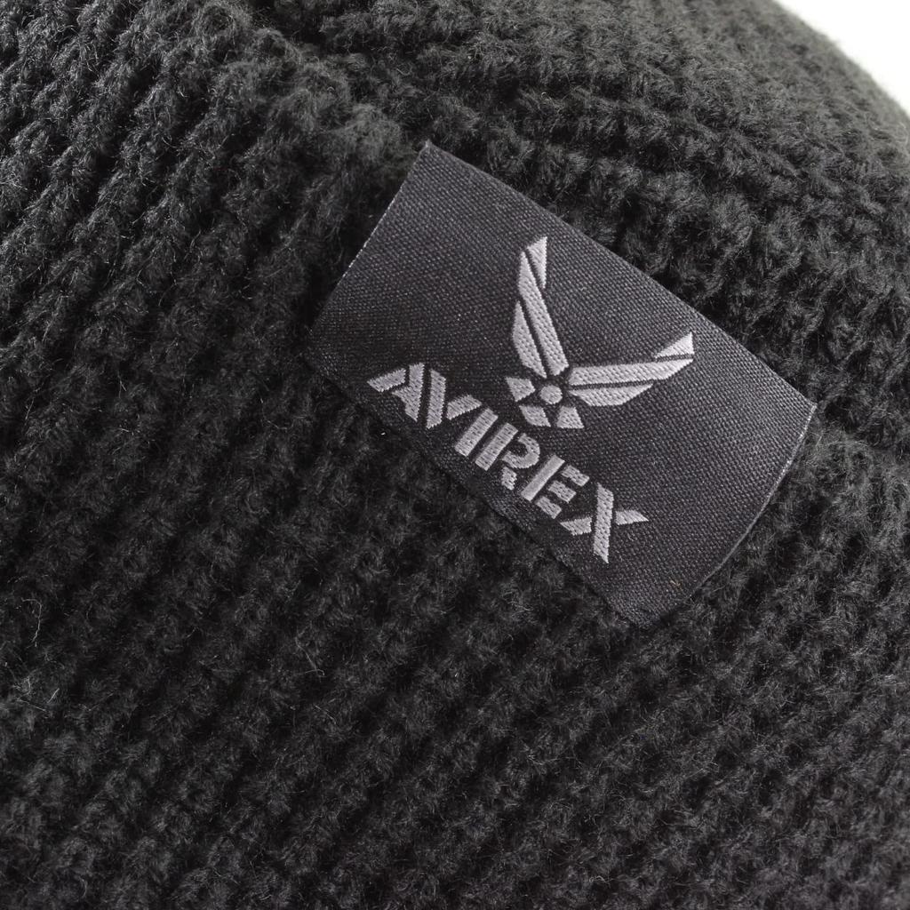 Avirex Knit Size OSLO Knit Made with Kracarbo Trendy Gift Cap, L, Men's & Women's, Hat, Yarn, Popular, Brand, Autumn/Winter (Black)