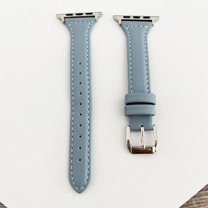 

Slim Leather Band For Apple Watch 10 11 strap 46mm 40mm 44mm 45mm 42mm 41mm sports bracelet iWatch series 9 8 SE ultra 2 3 49mm 38 40 41 S11-42mm