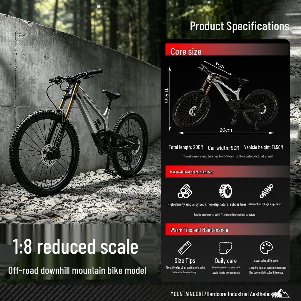 Cross Alloy Bicycle Model - Double Shock Mountain Bike Toy with Variable Speed & Front/Rear Absorbers - Ornament Gift