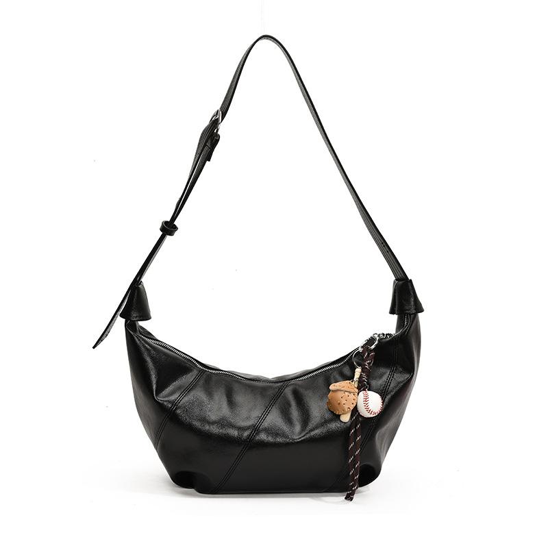 

Fashion splicing single shoulder armpit bag women s bag autumn and winter new high-end retro versatile diagonal span bag dumpling bag without pendant чорний