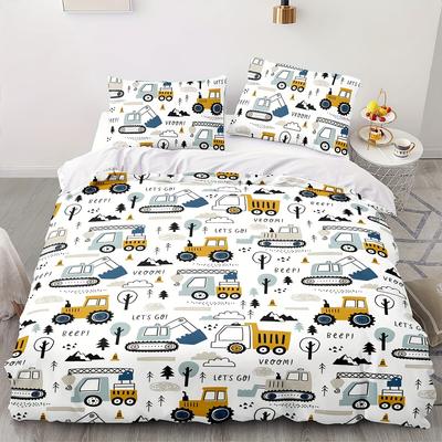 Juego de cama de anime de coche de dibujos animados Funda nórdica Poliéster Adecuado para niños y adultos Juego de 3 piezas