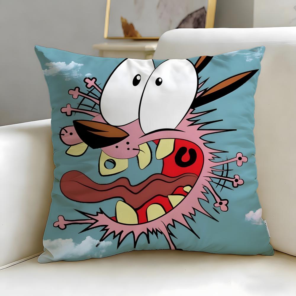 Cartoon Courage the Cowardly Dog Cushion Cover Soft & Easy-Wash Pillow Case – Versatile for Couch, Bed, Travel and Office