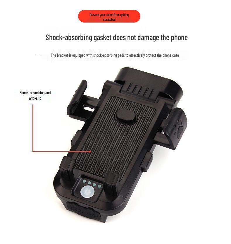 Luce Bicicletta ad Alta Luminosità: Supporto per Telefono Cellulare 4-in-1, Campanello, Fanale Posteriore e Anteriore con Ricarica USB per Ciclismo all'Aperto