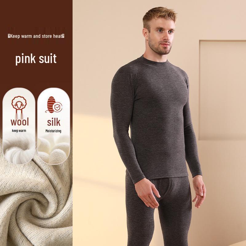 

Мужской теплый комплект базового слоя из кашемира и шелка: Смесь хлопка и шерсти с немецким бархатом для осени/зимы 3XL