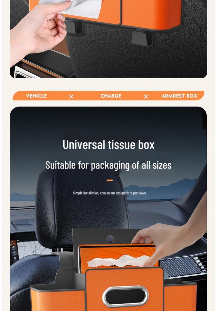 Multi-functional Car Seat Back Tissue Box & Cup Holder
