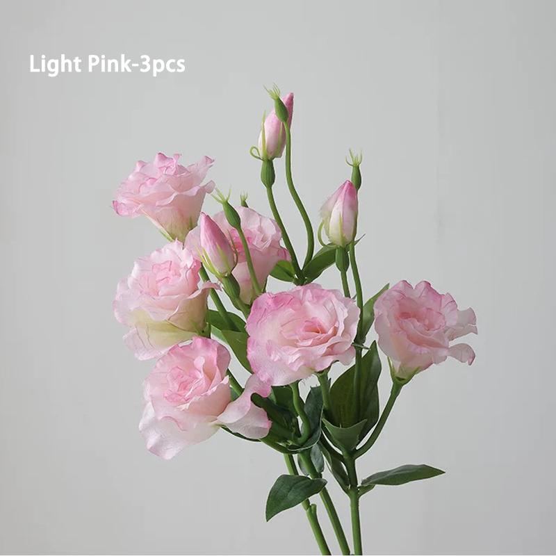 

3Pcs Artificial Lisianthus Flowers Elegant Pink Lifelike Fake Eustoma Silk Flowers Wedding Floral Decoration Anniversaries Gifts