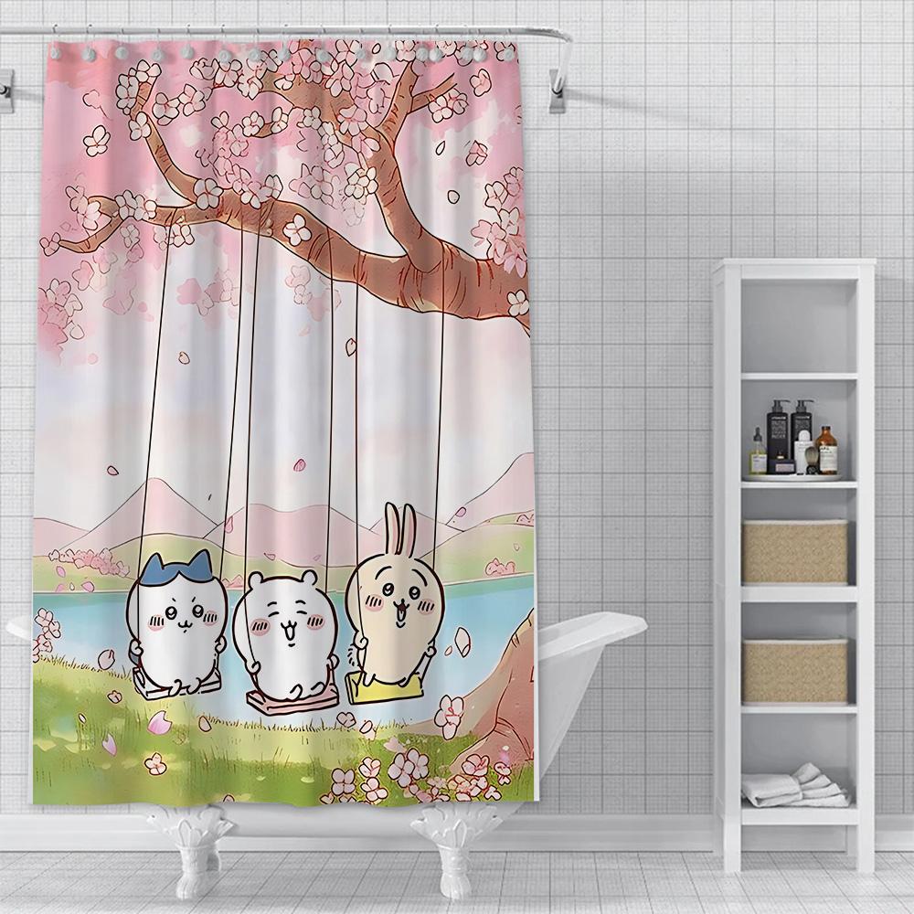 Shower Amine Chiikawas Curtain Waterproof Polyester Fabric Paint Colorful Bath Curtains Home Bathroom Decor Curtain With Hook