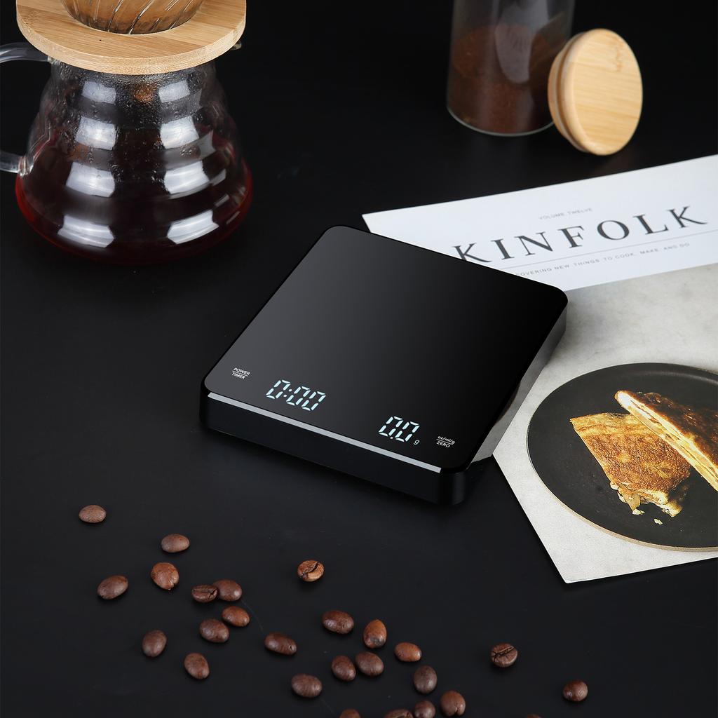 3kg0.1g Digital Coffee Scale with Timer LED Screen Espresso Scales Rechargeable Electronic Kitchen