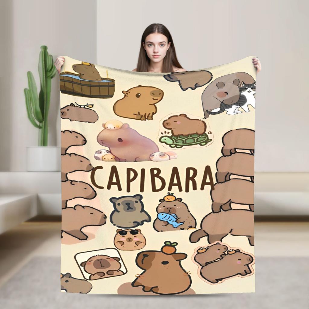 Cute Capybara Blankets Flannel Awesome Warm Throw Blanket for Coverlet Decoration