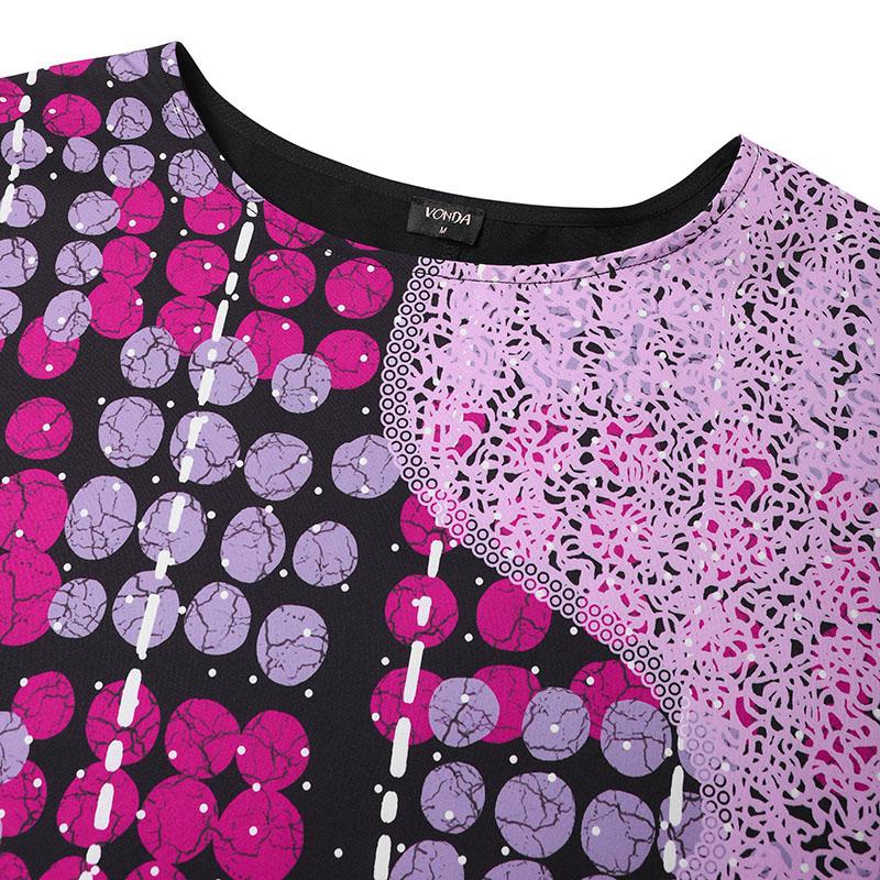 Женское длинное платье большого размера с круглым вырезом и короткими рукавами с принтом — фото 6