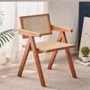 Medieval Modern Armchair - Wooden Frame and Rattan Weaving Design, Accent Chair for Dining Room and Living Room, Lounge Chair