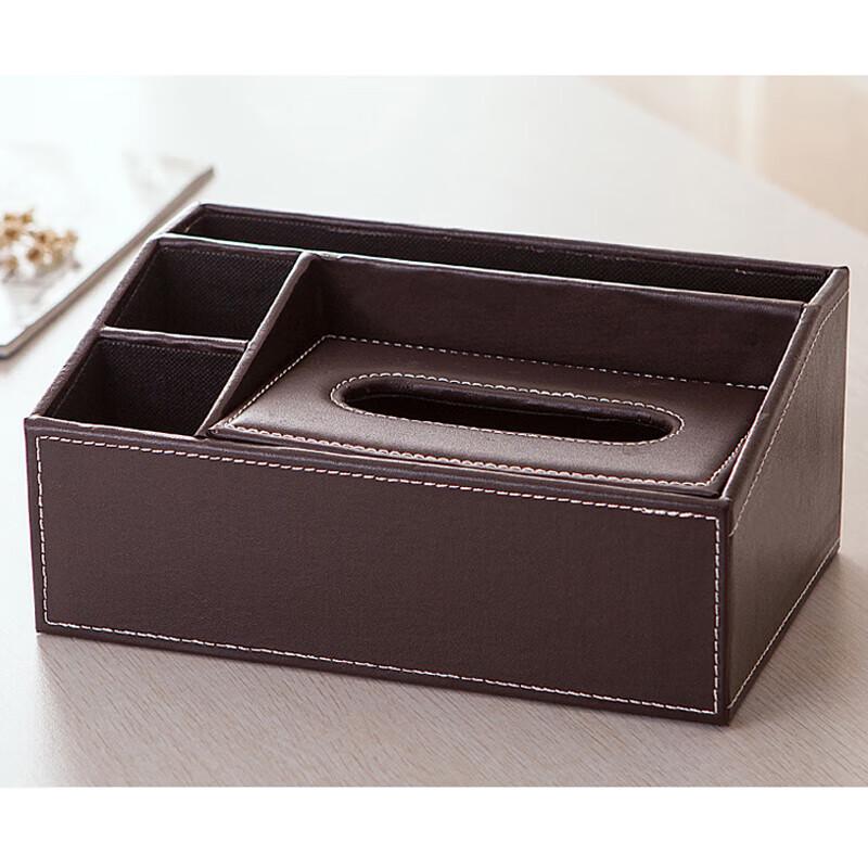 Hotel Multifunctional Leather Tissue & Remote Organizer