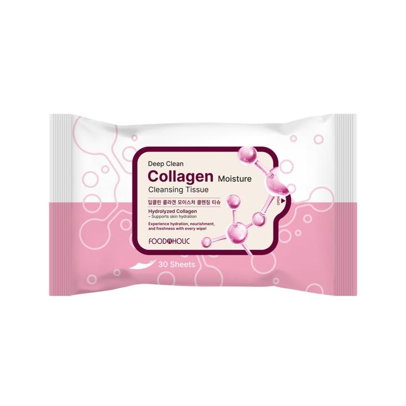 

Foodaholic Глубоко очищающие увлажняющие салфетки с коллагеном (30 листов) / Портативное, увлажняющее глубокое очищение