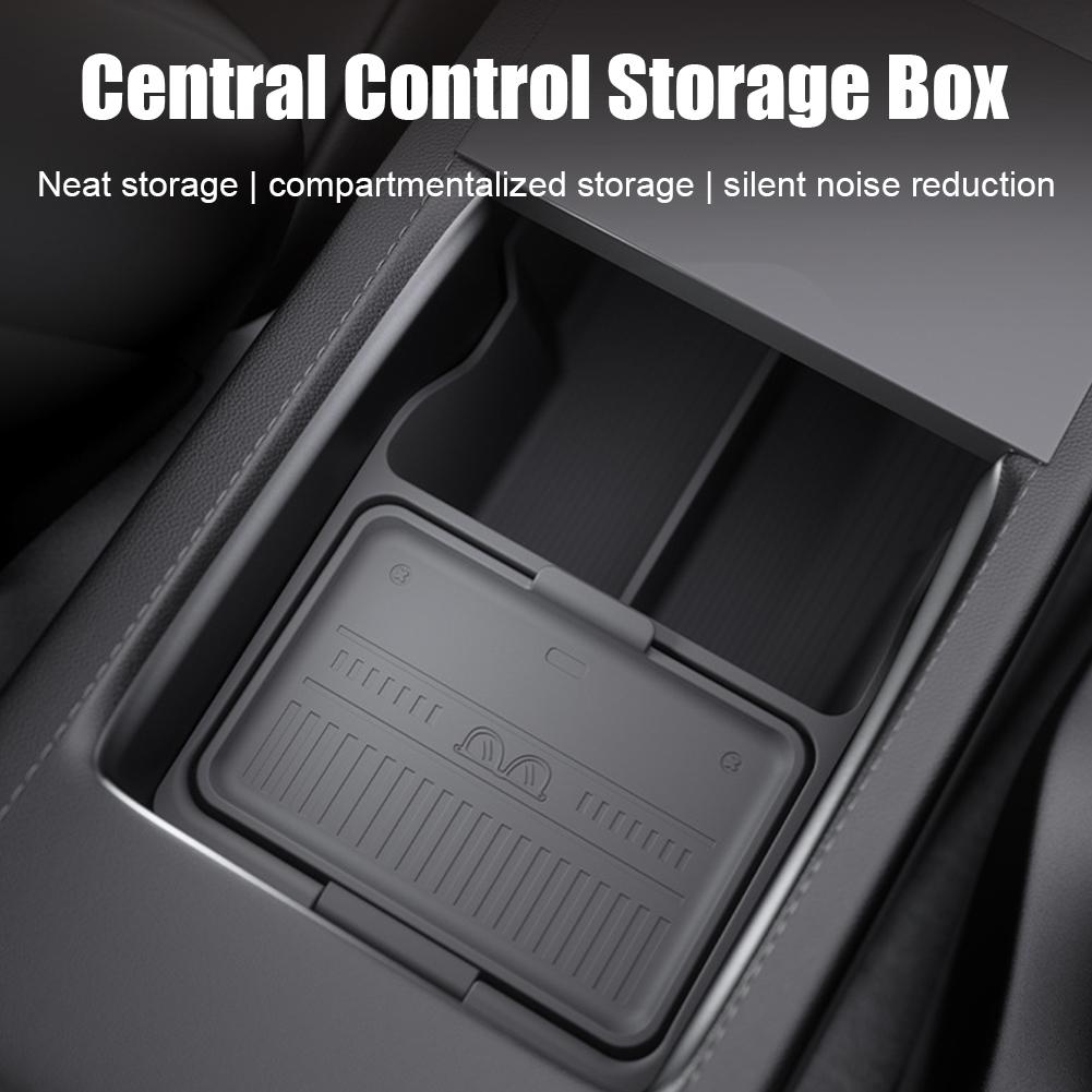 TPE Material Dual-Layer Center Console Organizer Tray Armrest Hidden Storage Box For Tesla For Model Y For Juniper 2025 2026