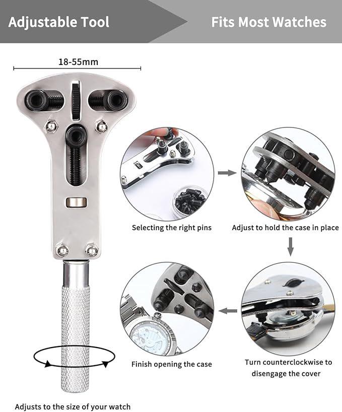 147-Piece Watch Repair Tool Kit for Disassembly and Battery Replacement