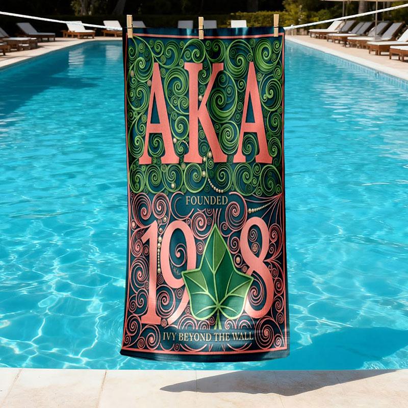 Alpha Kappa Alpha Print Beach Towel Design, Soft, Lightweight. for Home Bathroom, Spa, Pool, Yoga, Surfing, Camping, Gift for Family, Friend