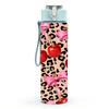 1PC Leopard Print Red Cherry Fruit Print 750ml Color Plastic Sports Water Bottle Leakproof Flip Straw Lid Suitable for Sports Office Home Use