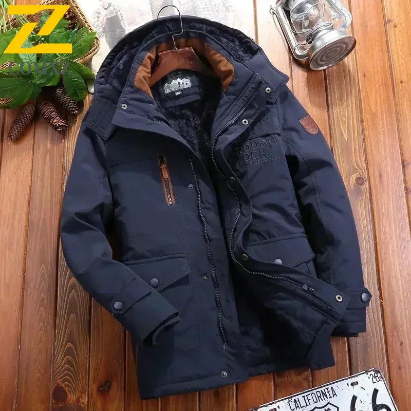 Parka de iarnă pentru bărbați, jachetă de vânt din fleece, groasă, călduroasă, cu blană, pentru bărbați, retro, cu glugă, streetwear, paltoane, jachete de vânt pentru bărbați 6xl