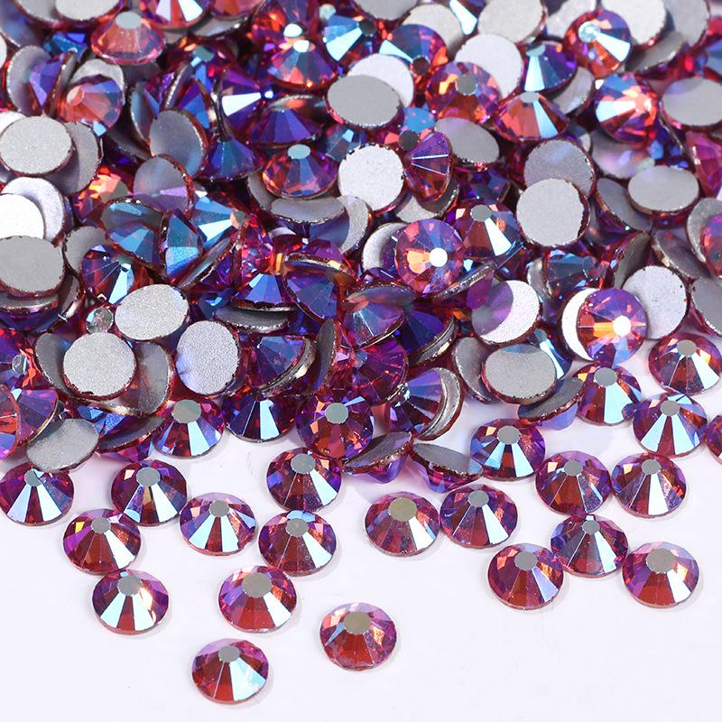 Color Ab Crystal Glass Flat Bottom Drill Round Nail Drill Diy Colorful Nail Jewelry