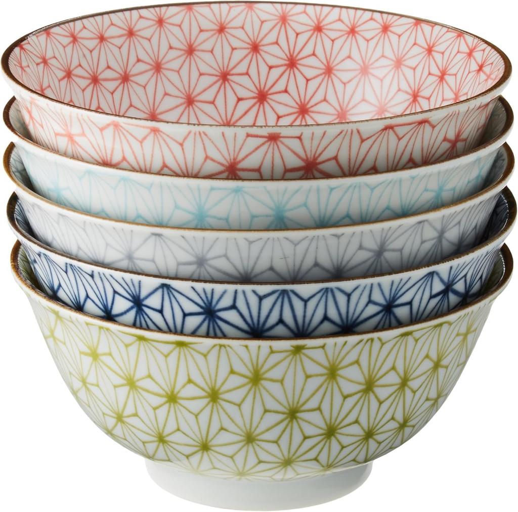 Rice Set of 15cm Diameter x 7cm Asanoha Rice Mino Ware Made in Japan Ale-net Bowls, 5, Height, Pattern, 4.8cm, Multi-Purpose Bowls, Porcelain,