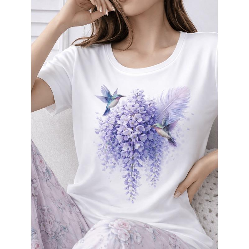 

Plus Size, Easter, Mother s Day, June Day Women s Plus Size Clothing, One Women s Plus Size T-shirt Casual Short Sleeved Round Neck Top S белый