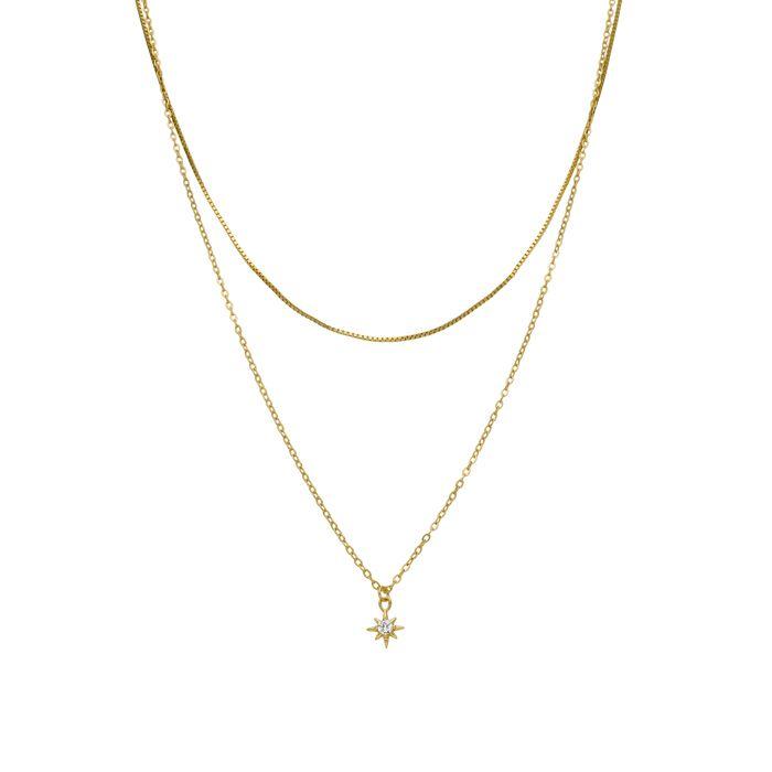 Collier Luxenter En Argent 925 Et Zircon Finition En or Jaune 18k - Najme