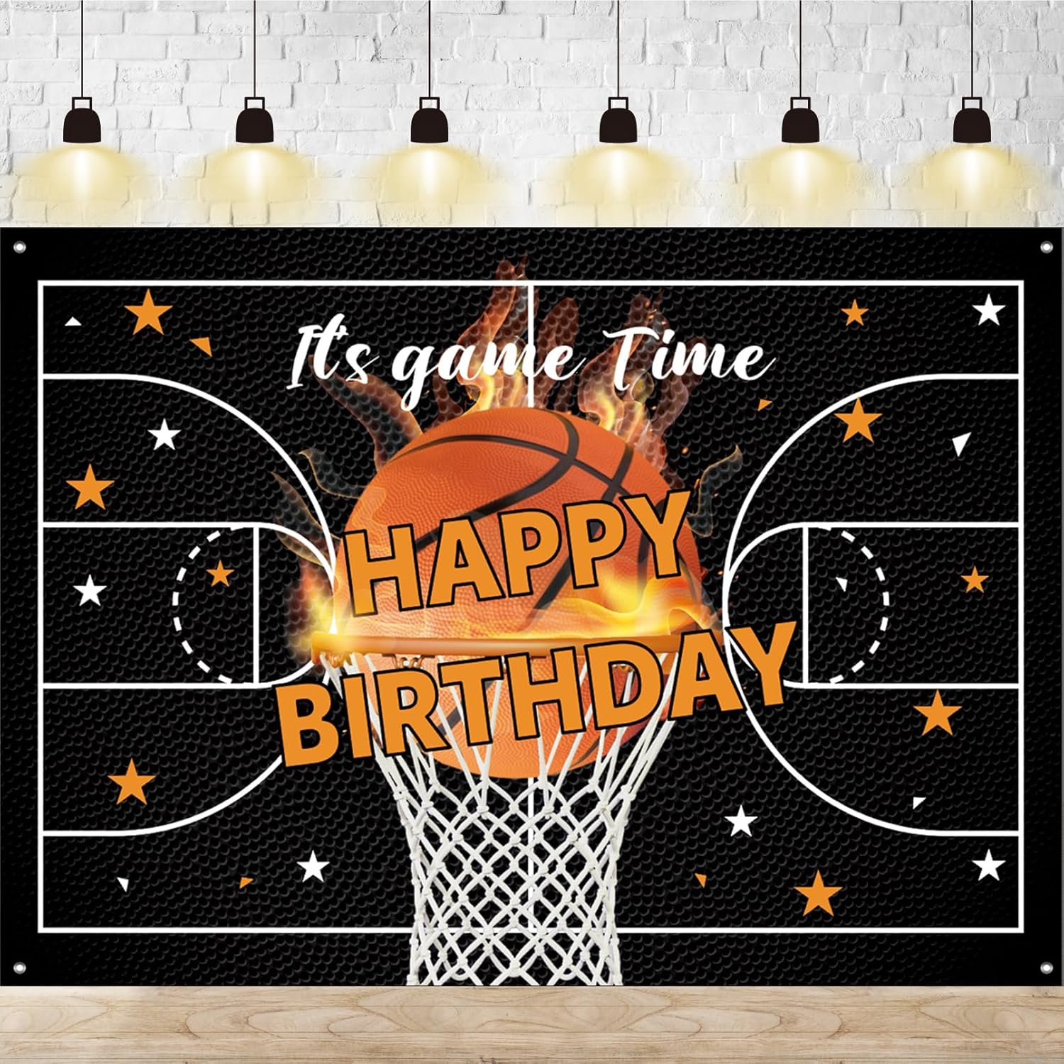 Basketball Happy Birthday Banner, It s Game Time Birthday Banner Backdrop, Sport Theme Photography Background, for Boys, Kids, Basketball Party