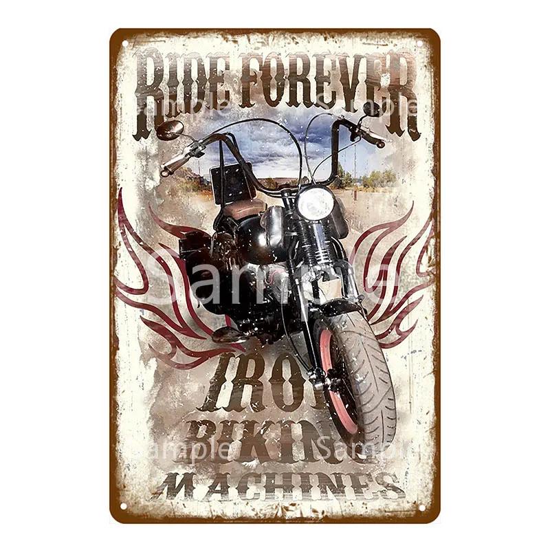 Motor Rider Tin Sign Motorcycle Club Garage Wall Stickers Metal Signs Decor Vintage Shabby Plate Painting Decorative Plaques