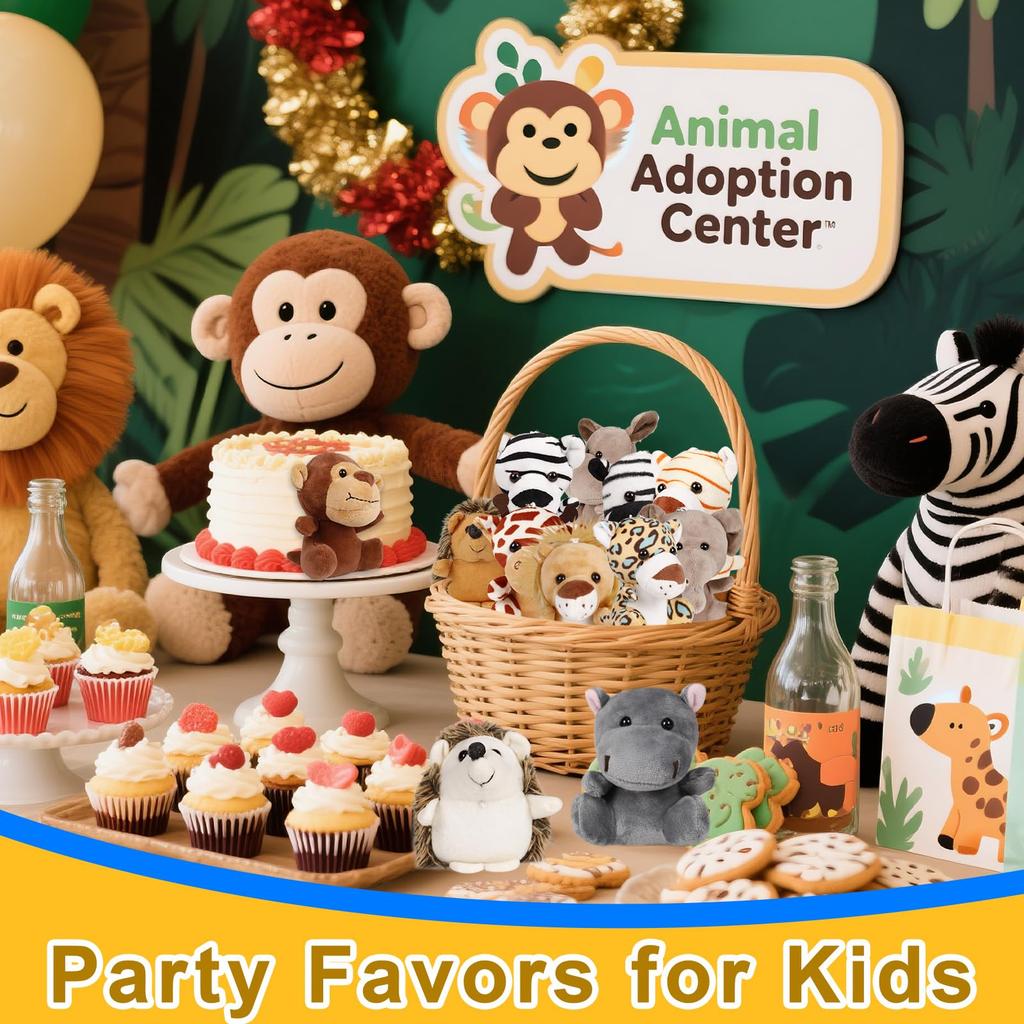 1/6-36 Small Safari Stuffed Animals 12cm Mini Plush Toys Jungle Animal Party Favors Baby Shower Gift Bags