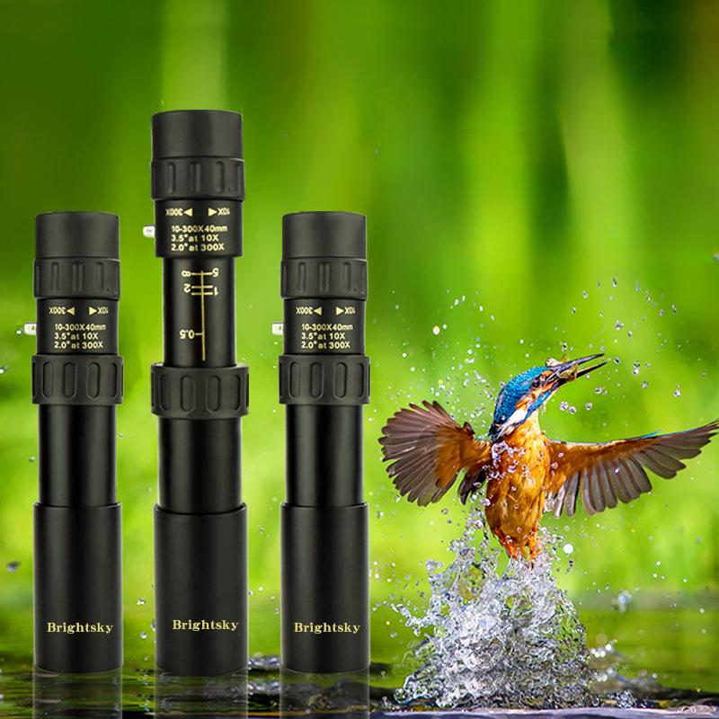 1/10-300x40 High Power Continuous Zoom Monocular Telescope HD Portable Metal Looking Glasses
