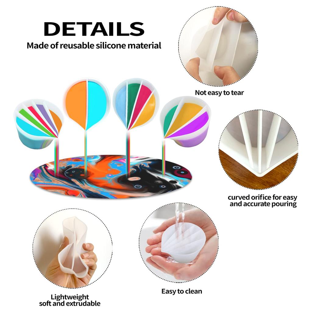 Split Cup For Paint Pouring Reusable Fluid Art Split Cup Silicone Split Pouring Cup With Dividers For Acrylic Paint Resin DIY