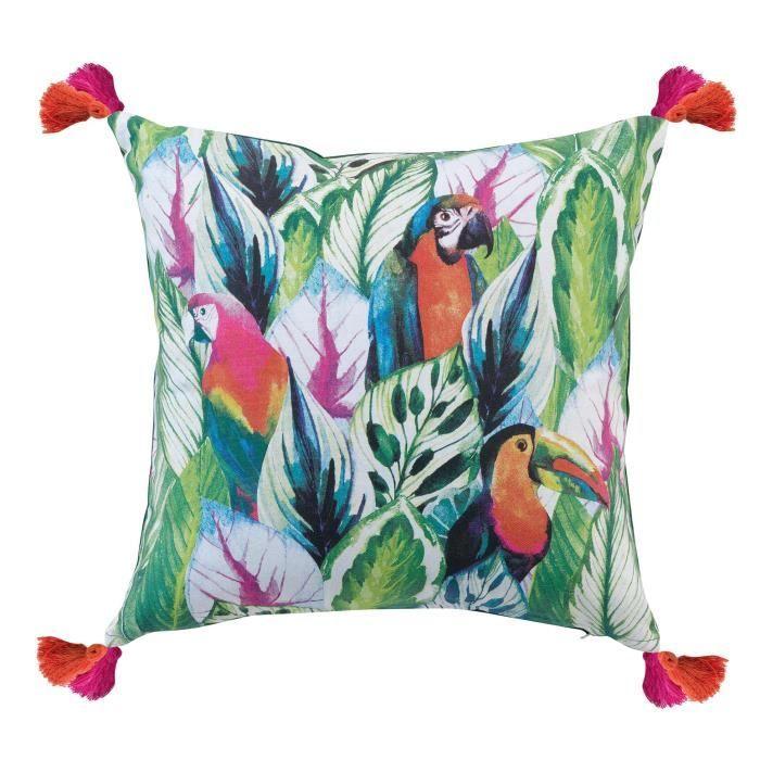 Coussin - Jungolista - DOUCEUR D'INTERIEUR - 45 x 45 cm - Imprimé coton - Déhoussable