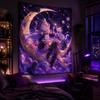 Kawaii Anime Tapestry Sweet Aesthetic  Moon Cat Cartoon Wall Tapestry 3D Printed Wall Hanging Decorative
