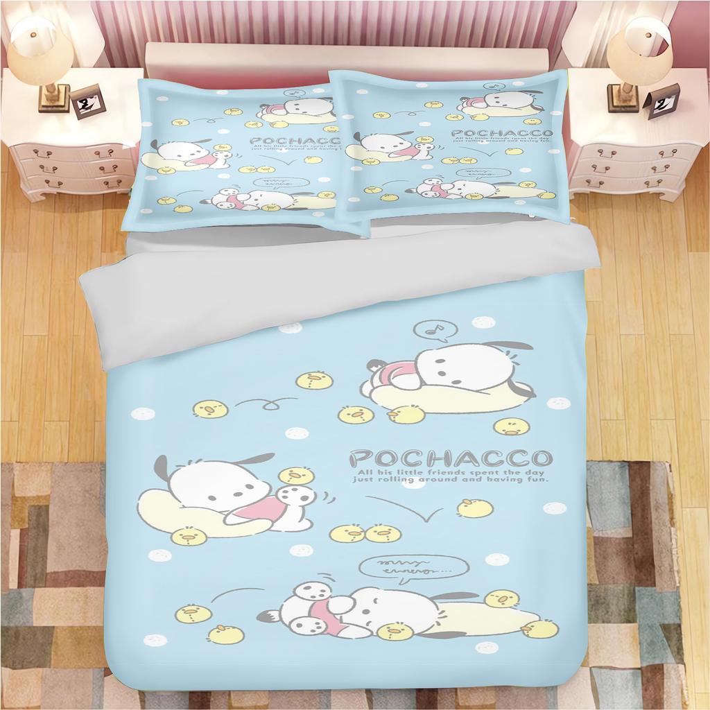 Sanrio Pochacco Duvet Cover Set Comforter Bedding 3D Children'S Bedding Set 3-Piece 1 Quilt Cover King Size