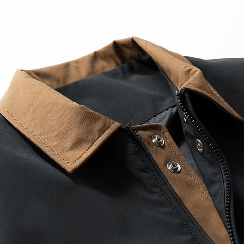 Herren Casual Retro Color-blocking Fliegerjacke, Herren Langarm Revers Mehrere Taschen Arbeitsjacke