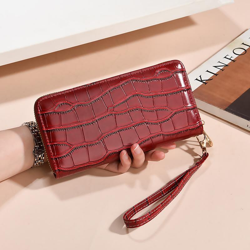 New Crocodile Print Womens Clutch Bag Fashion Versatile Multi Card Holder Zipper Large Capacity Wallet