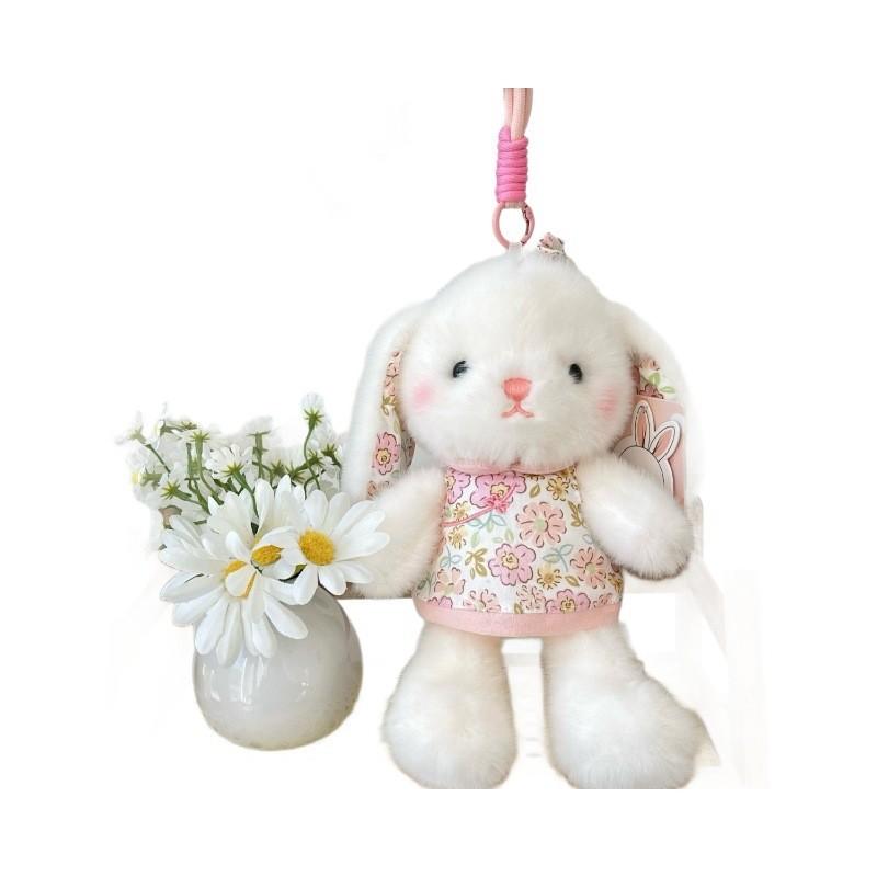 Plush Bunny Desk Companion With Floral Dress For Kids And Adults
