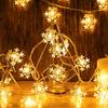 Christmas Snowflake String Lights 10/20/40/80 LED USB Operated Waterproof Fairy Lights Bedroom Garden Party Decoration